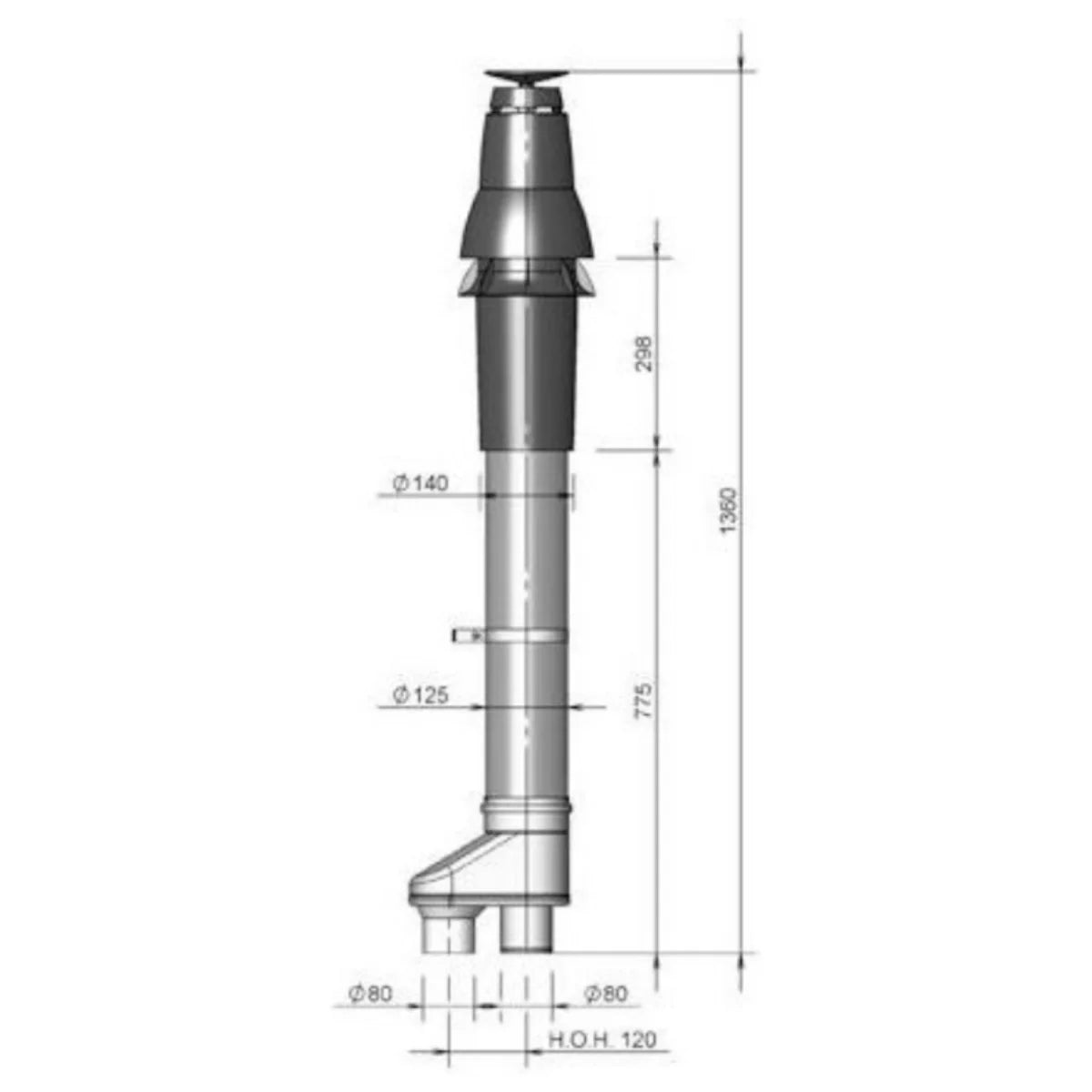 Burgerhout Skyline 3000 HR dakdoorvoer 2x80 mm + Safe-PP rookgaspijp 400452782