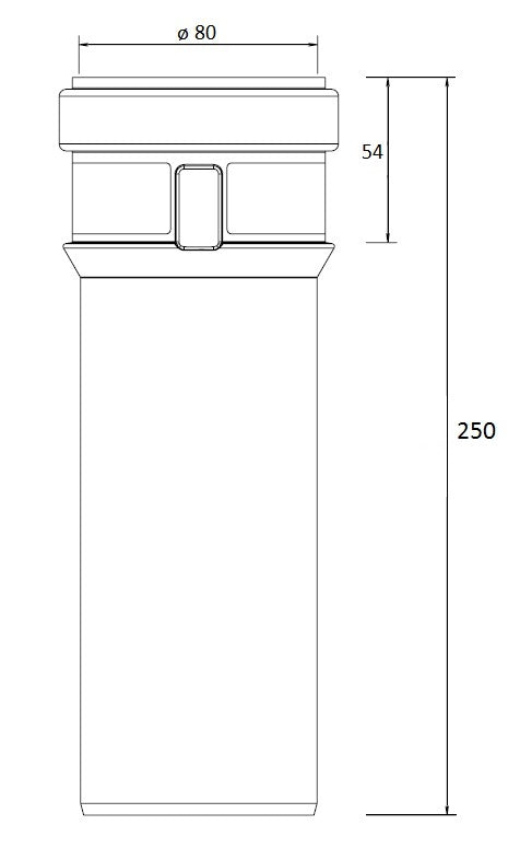 Burgerhout Safe-PP rookgasafvoer pijp 80° 250mm 400453973 kopen? Technische tekening | CVketel.nl