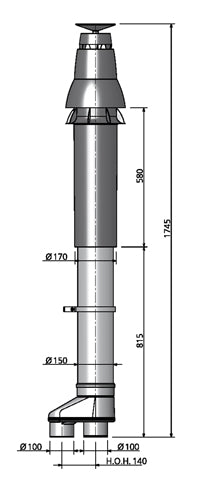 Burgerhout Skyline 3000 HR dakdoorvoer PP 100/150mm met broekstuk 100/100mm 400452781 Technische specificaties | CVketel.nl