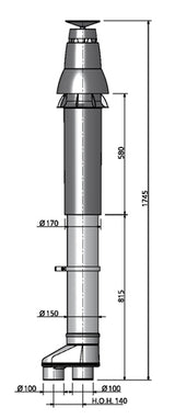Burgerhout Skyline 3000 HR dakdoorvoer PP 100/150mm met broekstuk 100/100mm 400452781 Technische specificaties | CVketel.nl